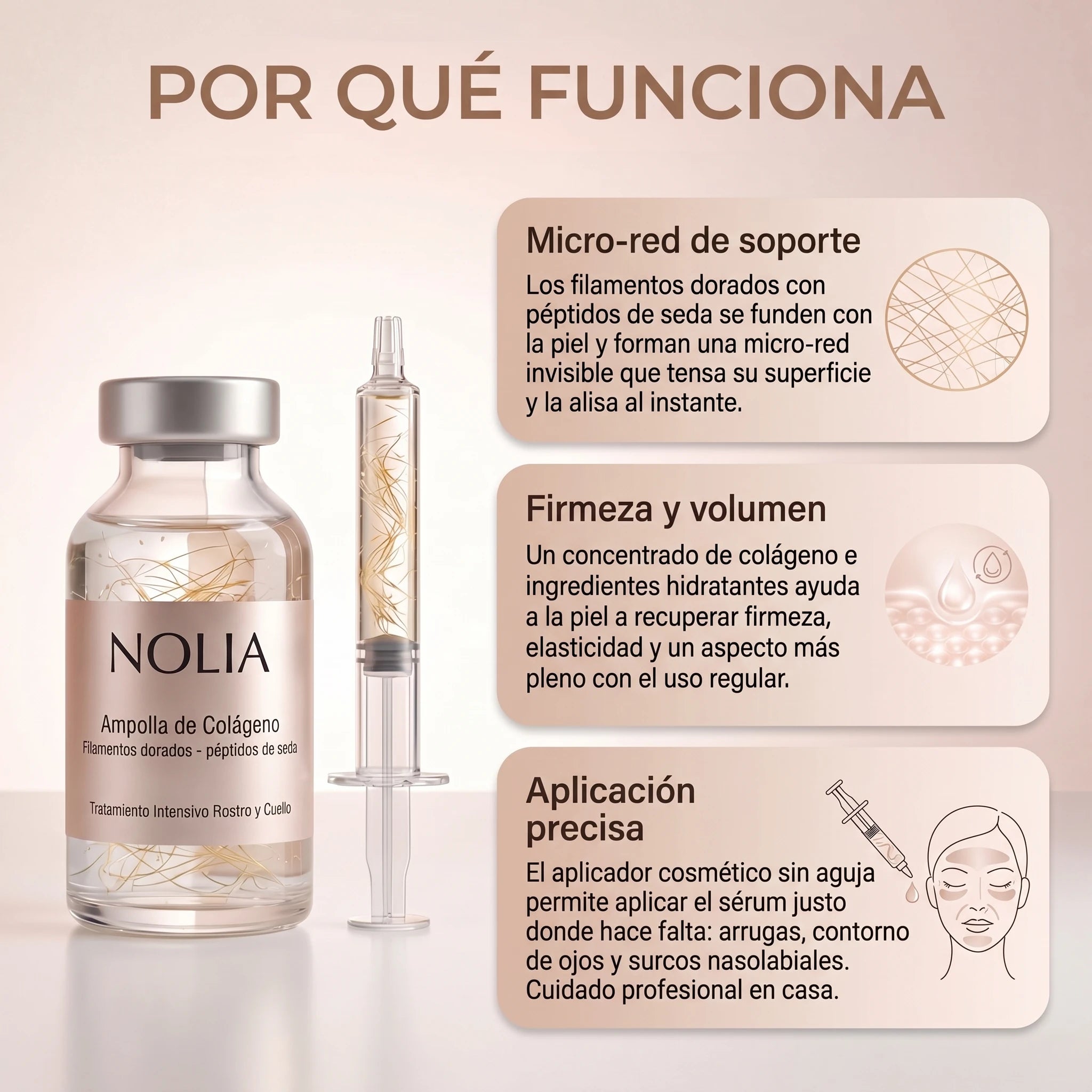 Por qué funciona: micro-red de soporte, firmeza y aplicación precisa